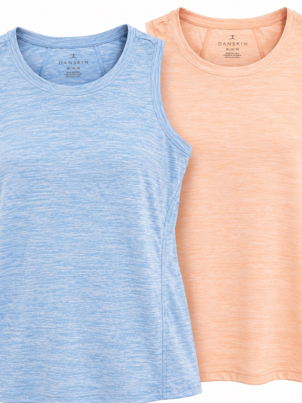 Danskin Essential Breathe Yoga Tank Top 2-Pack – Light Blue/Peach Women’s Size M